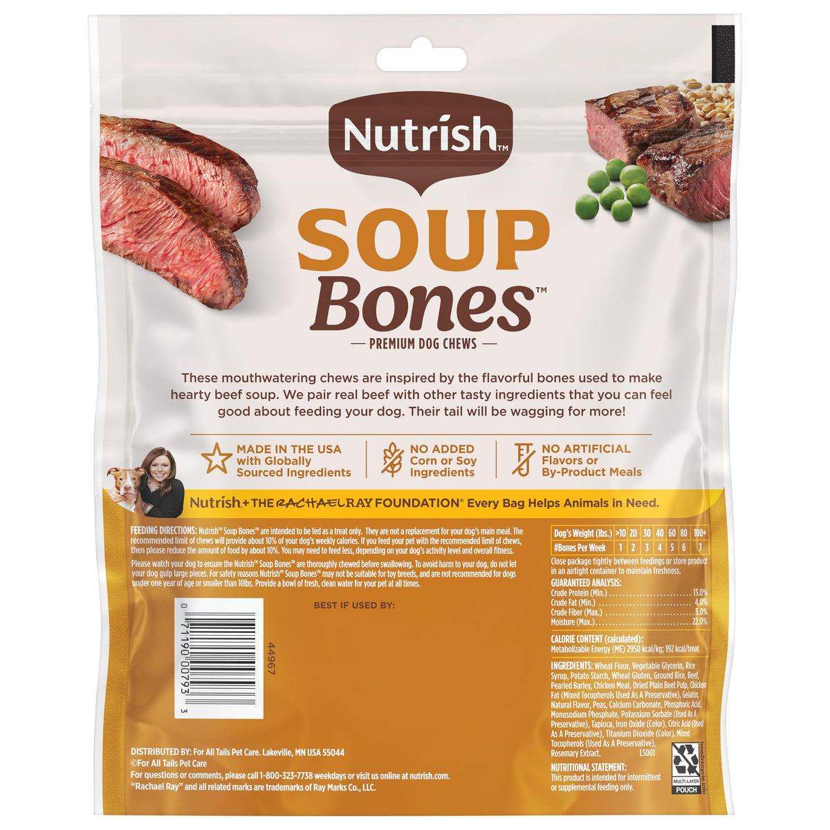 Nutrish Soup Bones Beef Dog Chews, 23.1 oz. Bag (11 Treats) (Rachael Ray)