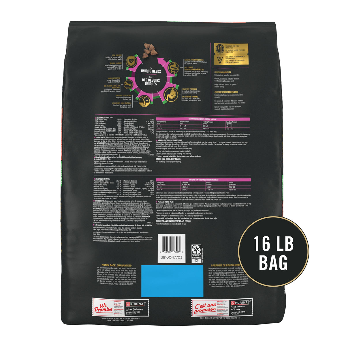 Purina Pro Plan Sensitive Skin & Stomach Dry Dog Food, Small, 4 lb Bag