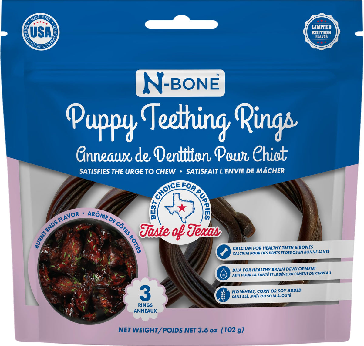 N-Bone Puppy Teething Rings, Chicken Flavor, Natural Puppy Teething Chews & Chew Treats, Helps Soothe Teething Gums, Calcium Enriched, 6 Rings