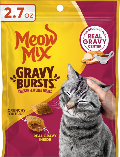 Meow Mix Gravy Bursts Chicken Flavored Cat Treats, 2.7 Oz. Bag