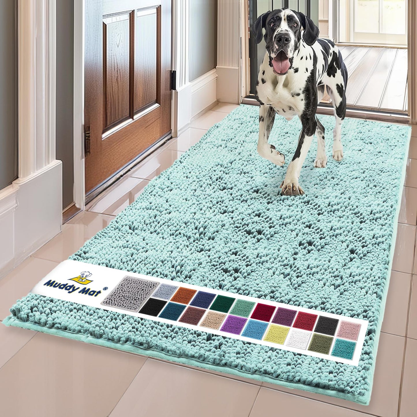 Muddy Mat® | Super Water Absorbent Door Mat Indoor, Microfiber Quick Dry Chenille Entryway Rug, Slip Resistant Front Door Mat, Indoor Mats for Entryway, Machine Washable Pet Rug, Beige 24"x36"