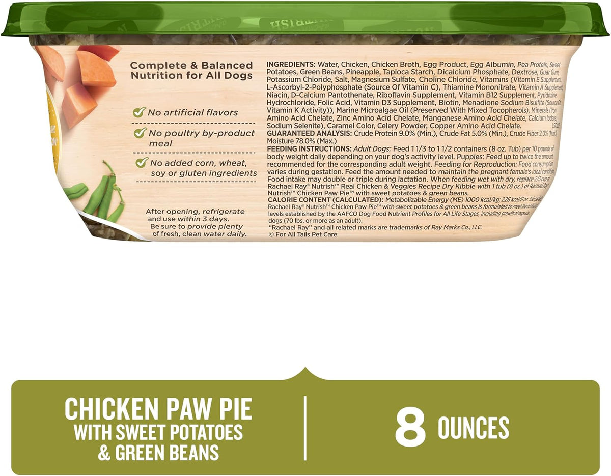 Nutrish Chicken Paw Pie Wet Dog Food, 8 oz. Tub (Pack of 8) (Rachael Ray)