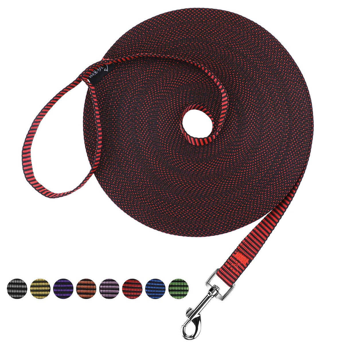 Hi Kiss Dog/Puppy Obedience Recall Training Agility Lead - 15ft 20ft 30ft 50ft 100ft Leash Great for Training, Play, Camping, or Backyard Black