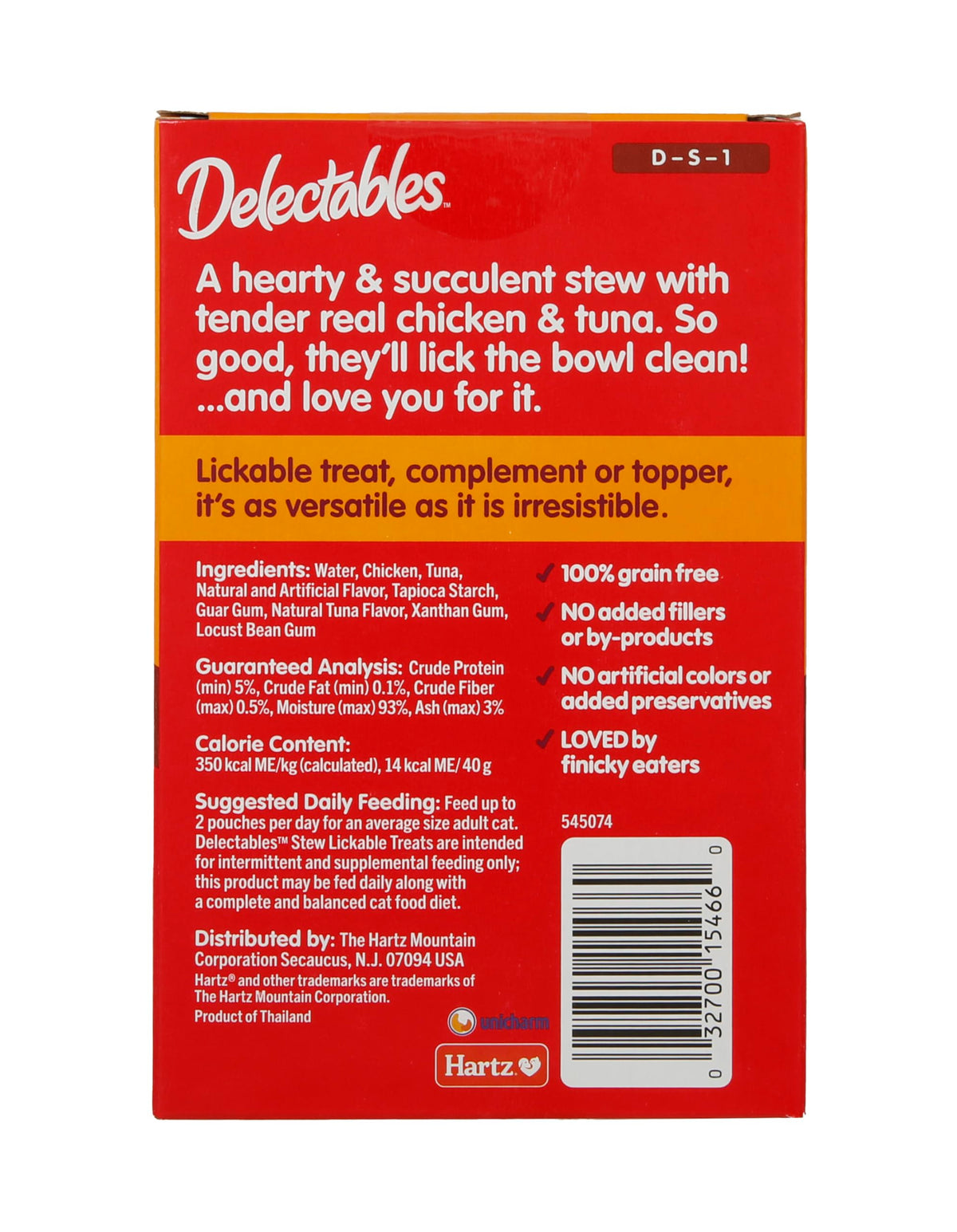 Delectables Lickable Treat Stew Wet Cat Treat with Real Tuna & Shrimp, Food Topper, Hydrating, Grain-Free, No Fillers, No By-Products, No Added Preservatives, 1.4oz Pouch, 12ct
