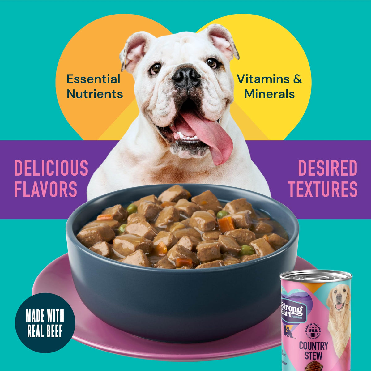 A Strong Heart Chopped Dog Food, Real Beef Dinner, 13.2oz Cans, 12pk