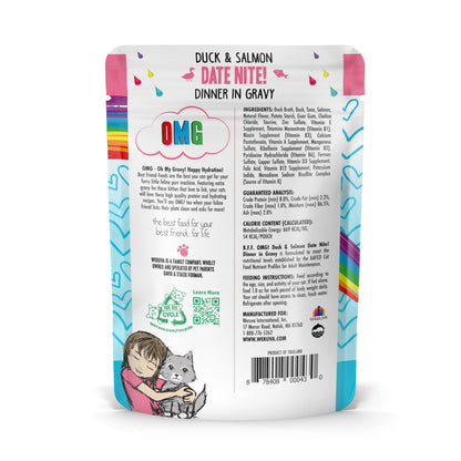 Weruva B.F.F. OMG - Best Feline Friend Oh My Gravy! Tuna & Chicken Charm Me with Tuna & Chicken in Gravy Cat Food, 3oz Pouch (Pack of 48)