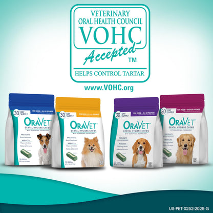 ORAVET Dental Chews for Dogs, Oral Care and Hygiene Chews (Small Dogs, 10-24 lbs.) Blue Pouch, 30 Count
