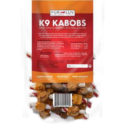 Pur Luv Dog Treats, K9 Kabobs Made with Real Chicken and Duck, 12 Ounces, Dog Snacks, Healthy, Easily Digestible, Long-Lasting, High Protein Treat, Satisfies Urge to Chew (Pack of 12)