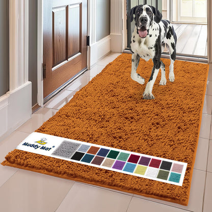 Muddy Mat® | Super Water Absorbent Door Mat Indoor, Microfiber Quick Dry Chenille Entryway Rug, Slip Resistant Front Door Mat, Indoor Mats for Entryway, Machine Washable Pet Rug, Beige 24"x36"