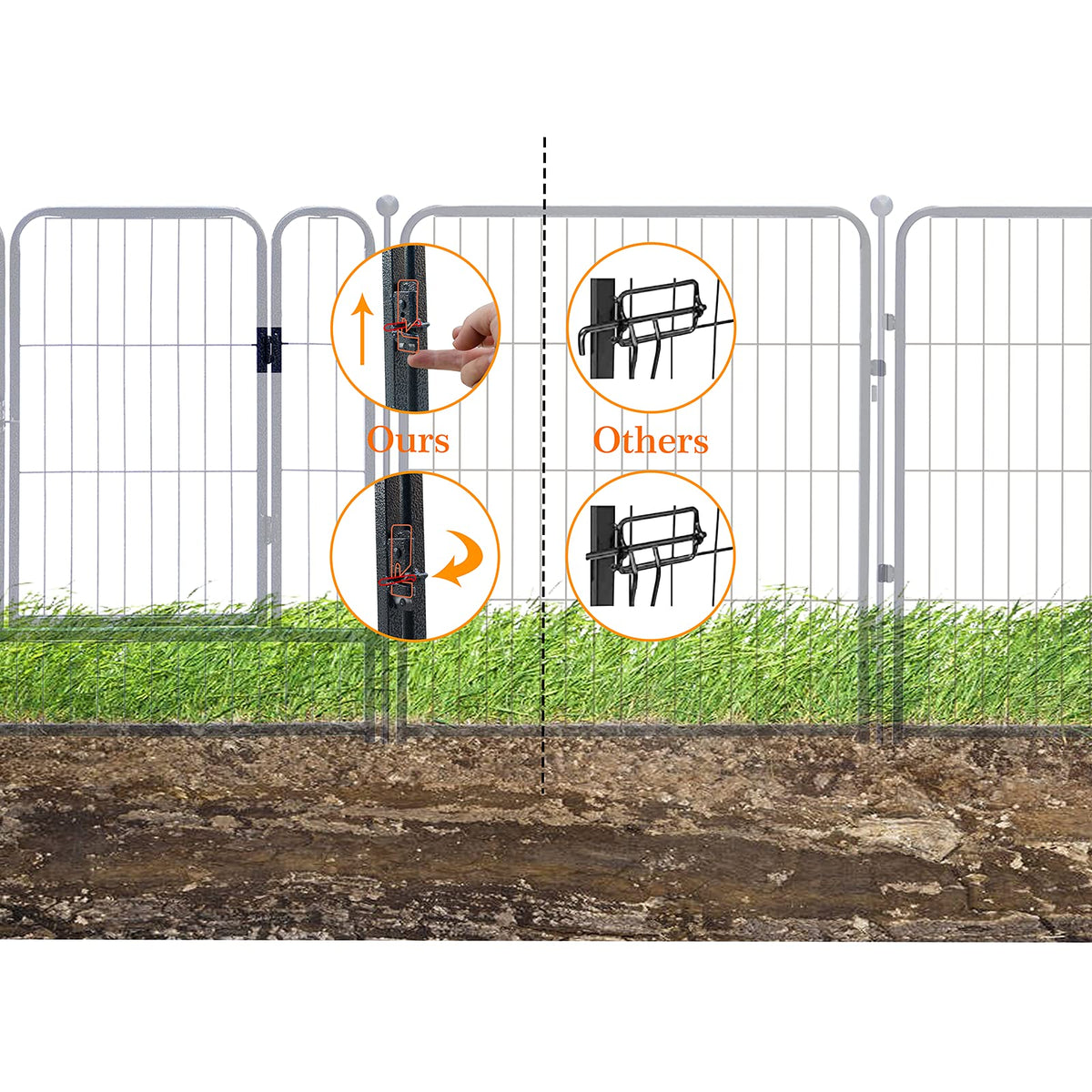 Dog Playpen,32/40/45 Inch Height in Heavy Duty, Folding Indoor Outdoor Anti-Rust Dog Exercise Fence, Portable Pet Playpen with Door for Large Medium Small Dogs and Pet (16 Panels, 32 Inch) Silver