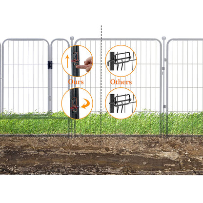 Dog Playpen,32/40/45 Inch Height in Heavy Duty, Folding Indoor Outdoor Anti-Rust Dog Exercise Fence, Portable Pet Playpen with Door for Large Medium Small Dogs and Pet (16 Panels, 32 Inch) Silver
