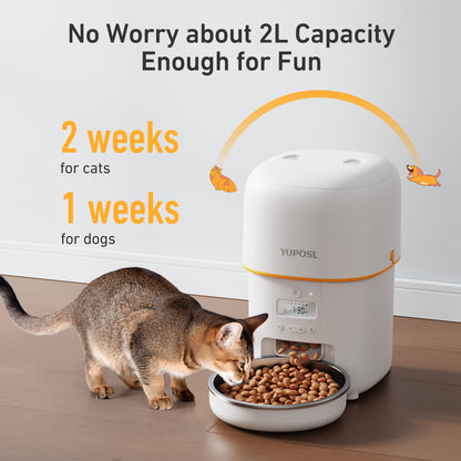 Automatic Cat Feeder, 3L Cat Food Dispenser with Anti-Jam Design, Over 180-day Battery Life, 1-6 Meals Per Day with Stainless Steel Cat Bowl, Keep Dry Food Fresh, Timed Pet Feeder Also for Small Dog