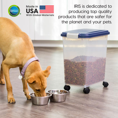 IRIS USA Airtight Pet Food Storage Rolling Container, 30 lb Capacity, Black