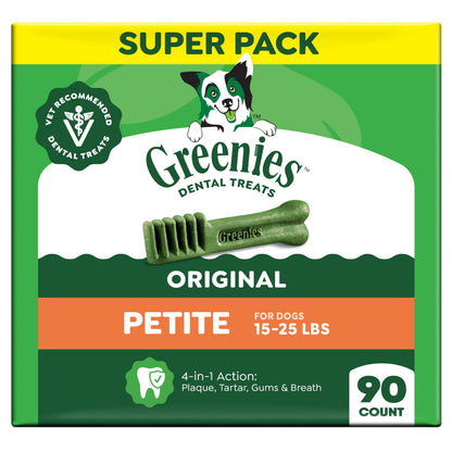 Greenies Petite Natural Dental Dog Treats, Original Flavor, 30 Count