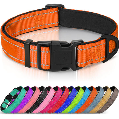 Joytale Reflective Dog Collar, Adjustable Neoprene Padded, Purple M