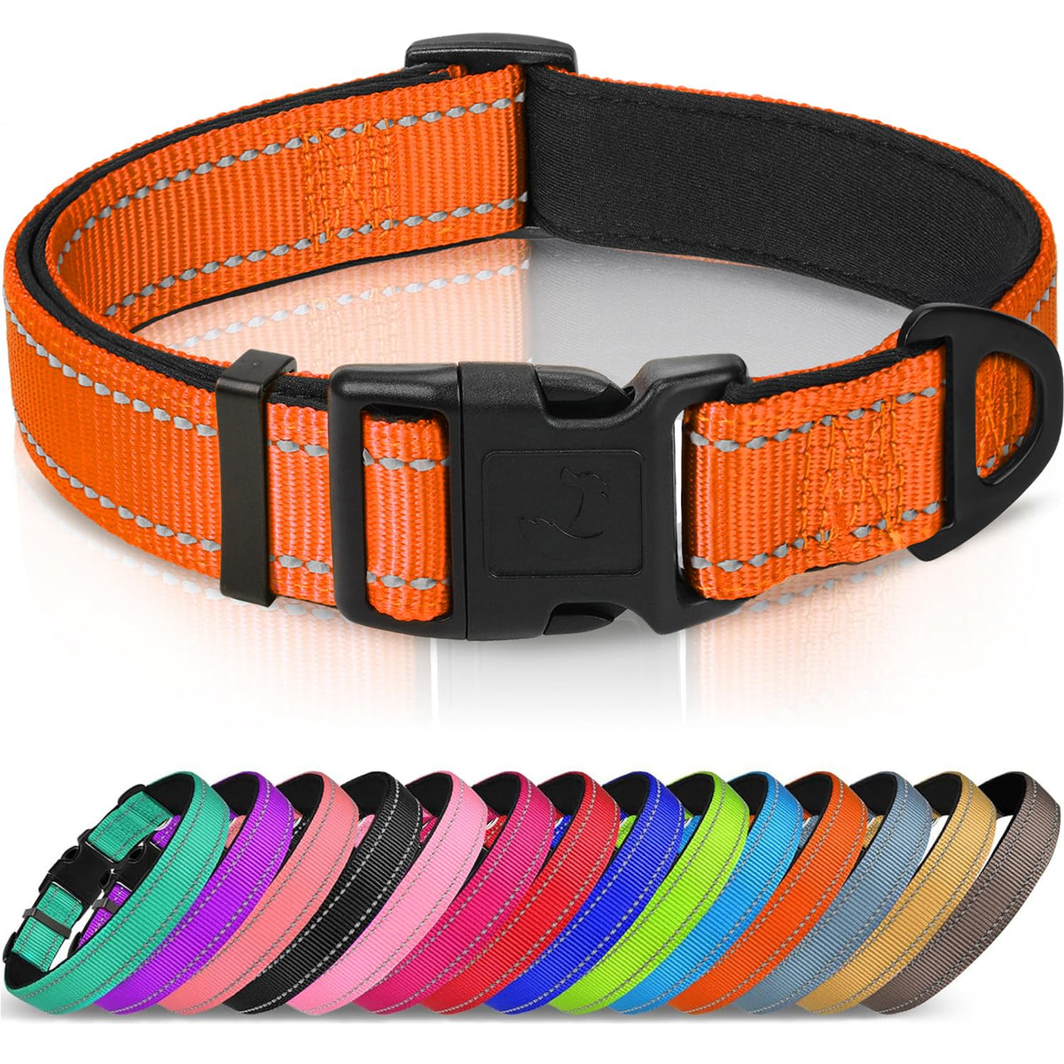 Joytale Reflective Dog Collar, Adjustable Neoprene Padded, Purple M
