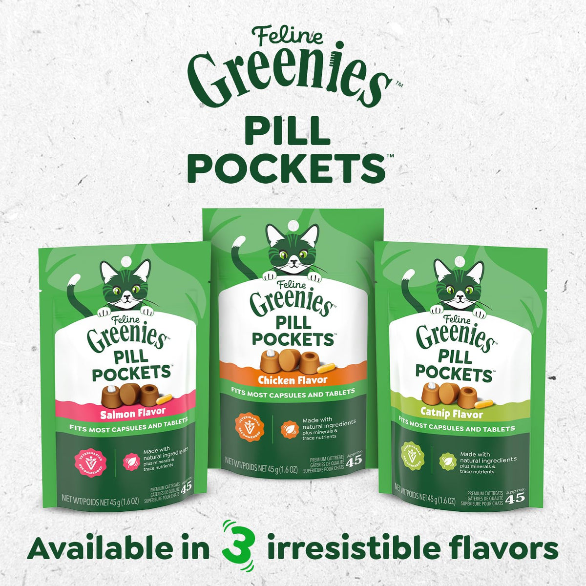Greenies Feline Pill Pockets Soft Cat Treats, Chicken Flavor, 45 Count