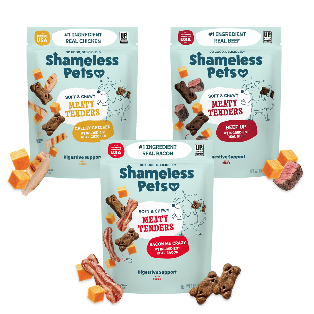 Shameless Pets Bacon Me Crazy Meaty Tenders, Soft Dog Treats, 8oz