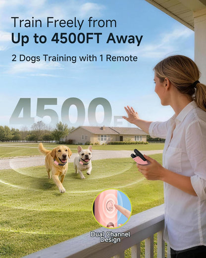 Dog Shock Collar - 4500FT Dog Training Collar with Remote, Blush Pink