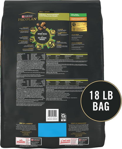 Purina Pro Plan Small Breed Weight Management Dry Dog Food, 18 lb Bag