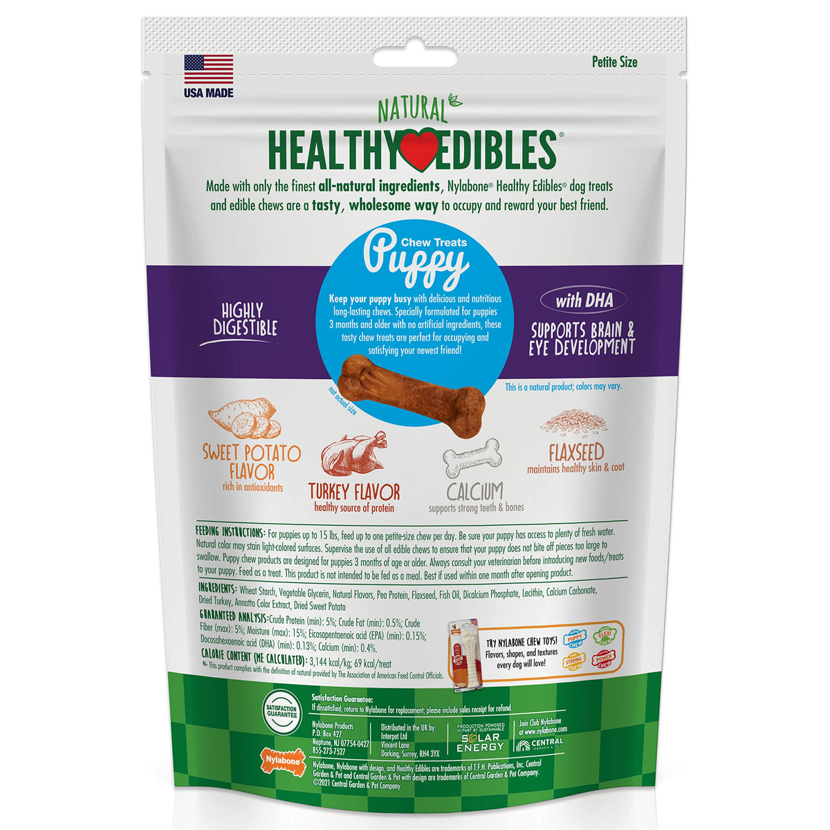 Nylabone Healthy Edibles Puppy Dog Treats Variety Pack, 3 Count