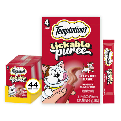 Temptations Creamy Puree Cat Treats, Chicken, Salmon & Tuna, 24 Count