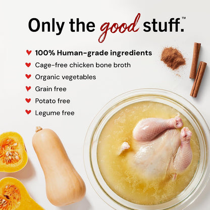 Stella & Chewy's Premium Cage-Free Chicken Bone Broth for Dogs - Joint & Gut Health Support Liquid Food Topper with Collagen & Turmeric, 16 Fl Oz Resealable Pouch