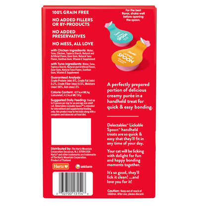 Delectables Lickable Spoon Handheld Wet Cat Treats Made with Real Tuna, Creamy Puree, Mess Free, Quick & Easy, Grain-Free, No Added Fillers, No Added Preservatives, Variety Pack 40ct