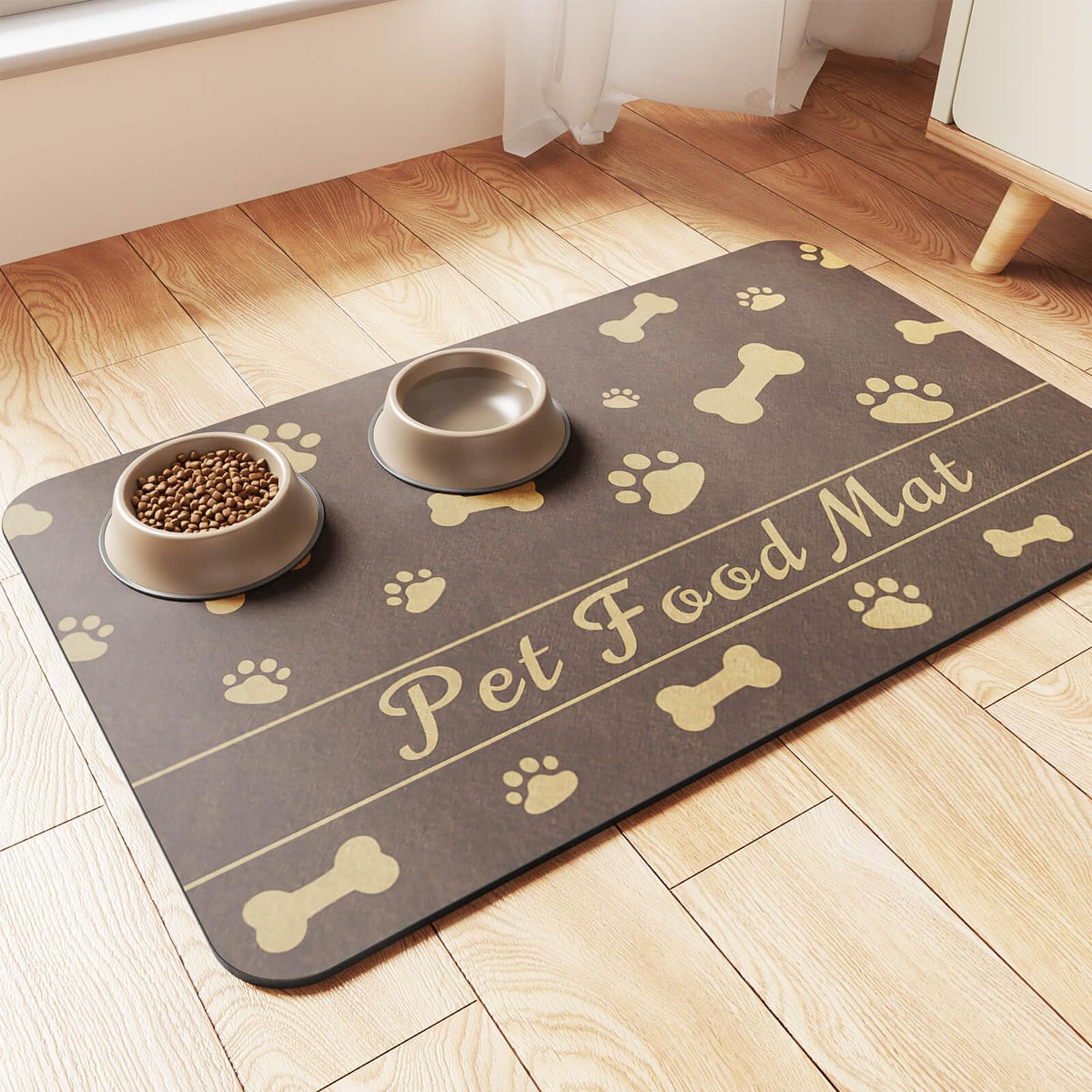 Pet Feeding Mat-Absorbent Pet Placemat for Food and Water Bowl, with Waterproof Rubber Backing, Quick Dry Water Dispenser Mat for Dog and Cat (20"x12", Blue)