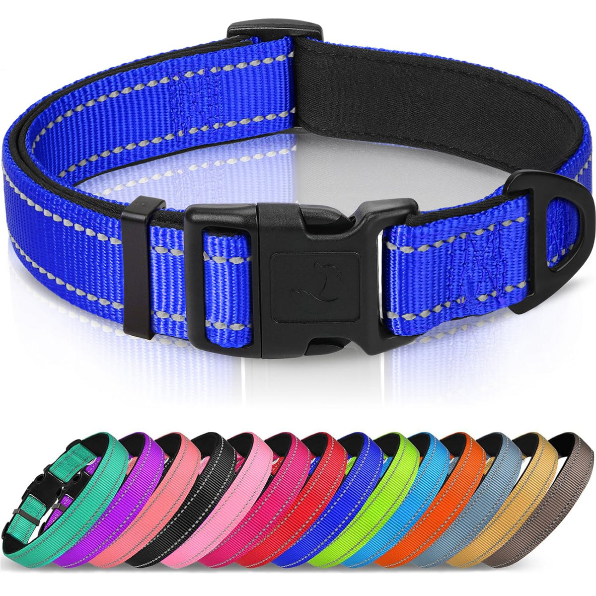 Joytale Reflective Dog Collar, Adjustable Neoprene Padded, Purple M