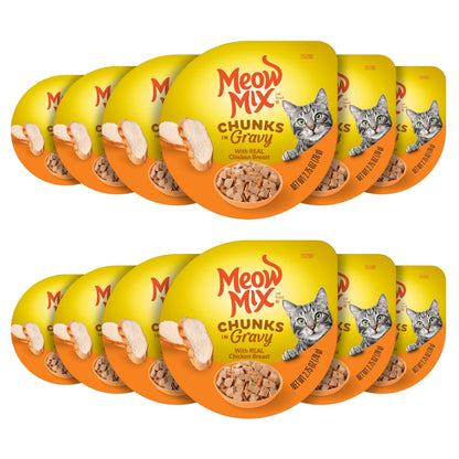 Meow Mix Seafood Favorites, Wet Food Variety Pack, 12 Cups