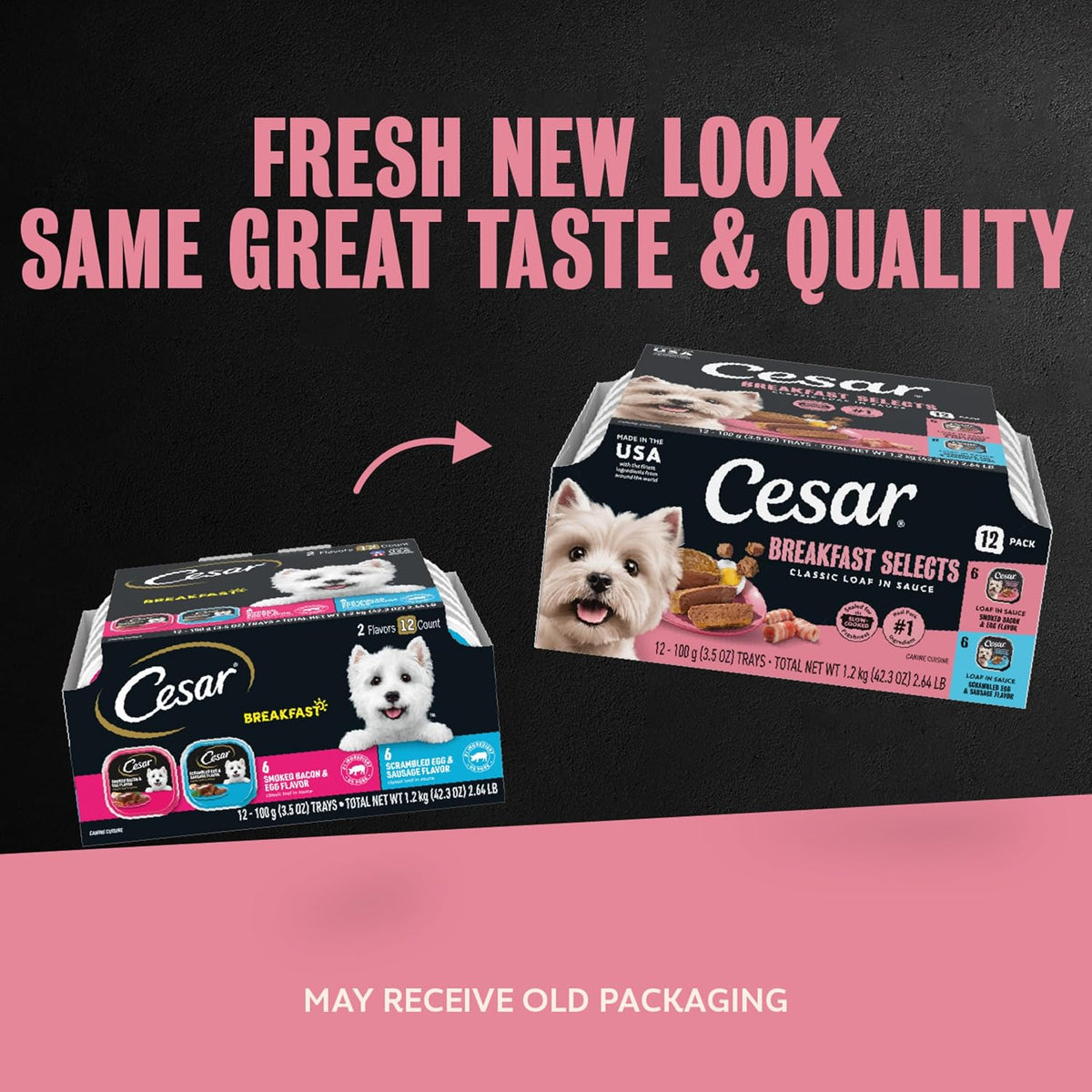 Cesar Classic Loaf Wet Dog Food, Breakfast Selects, 3.5 oz, 12 Count, 2-pk