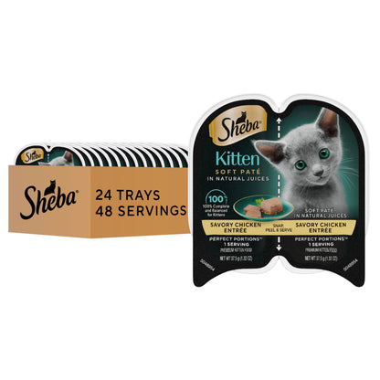 Sheba Perfect Portions Kitten Pate Wet Cat Food, Multipack, 2.6 oz, 24 ct