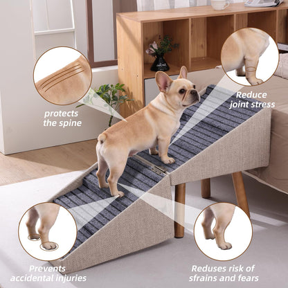 Dog Stairs for Small Dogs Faux Leather Foldable Pet Ramp and Ottoman