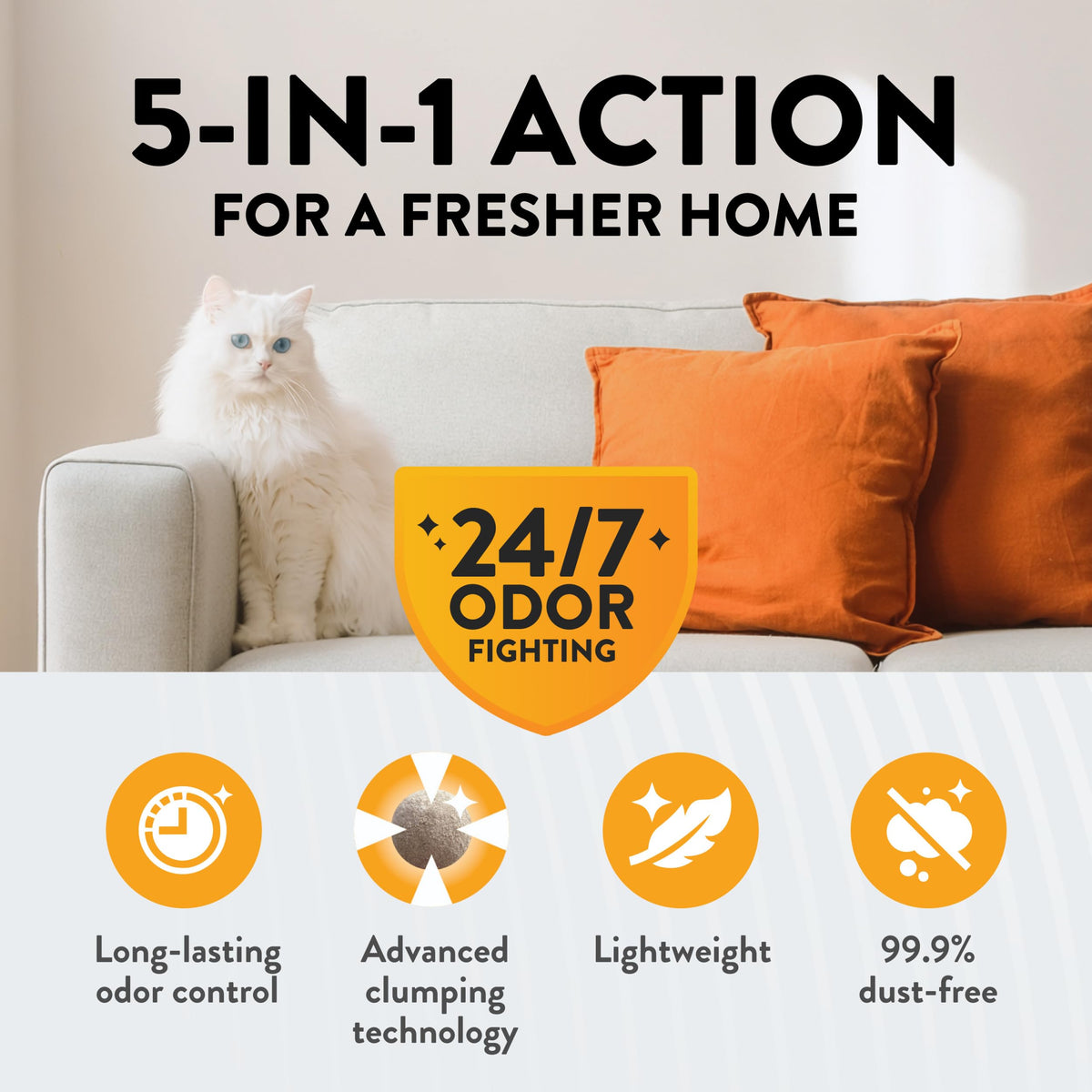 ARM & HAMMER Hardball Lightweight Easy No-Mess Scooping Garden Bloom Scent Platinum Multi-Cat Clumping Litter, 17lbs (2 Packs of 8.5lbs)