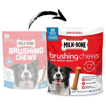 Milk-Bone Brushing Chews, Mini, Original Flavor, 90 Dental Treats