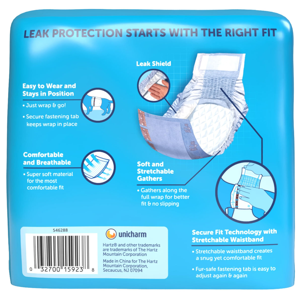 Hartz Comfitables Disposable Male Dog Wraps Stretchy Waistband, M 36 Count
