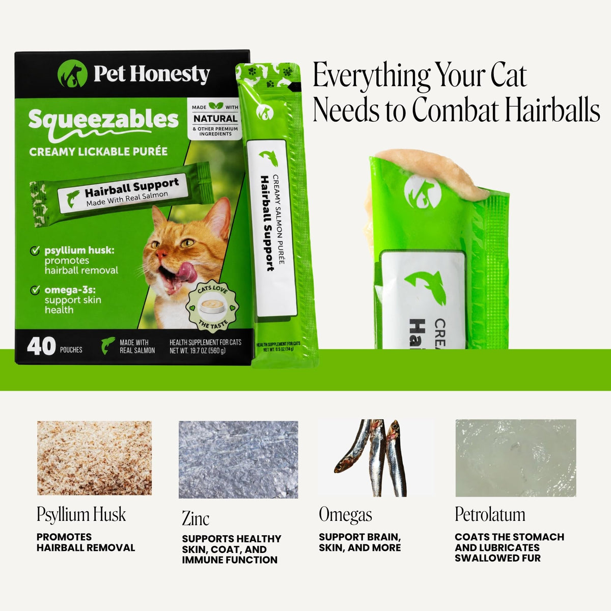 Cat Hairball Remedy Treats - Dual Texture Crunchy Creamy Hairball Treatment for Cats, Furball Relief Control Supplement with Fiber, Fish Oil for Indoor Cats Skin Coat Digestion (90-Day Supply)