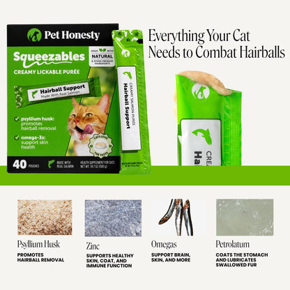 Cat Hairball Remedy Treats - Dual Texture Crunchy Creamy Hairball Treatment for Cats, Furball Relief Control Supplement with Fiber, Fish Oil for Indoor Cats Skin Coat Digestion (90-Day Supply)