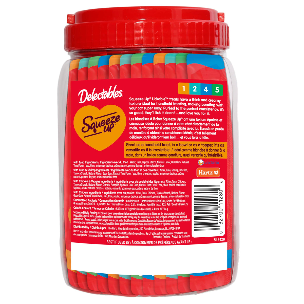 Delectables Squeeze Up Variety Pack, Creamy Squeezable Puree, Lickable Wet Cat Treats, Grain Free, No Added Fillers, No by-Products, No Added Preservatives, 0.5 Ounces Tube, 72 Tubes Total