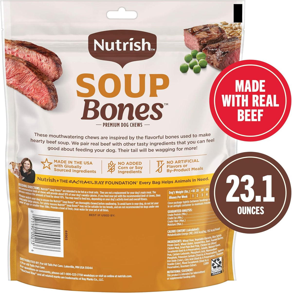 Nutrish Soup Bones Beef Dog Chews, 23.1 oz. Bag (11 Treats) (Rachael Ray)