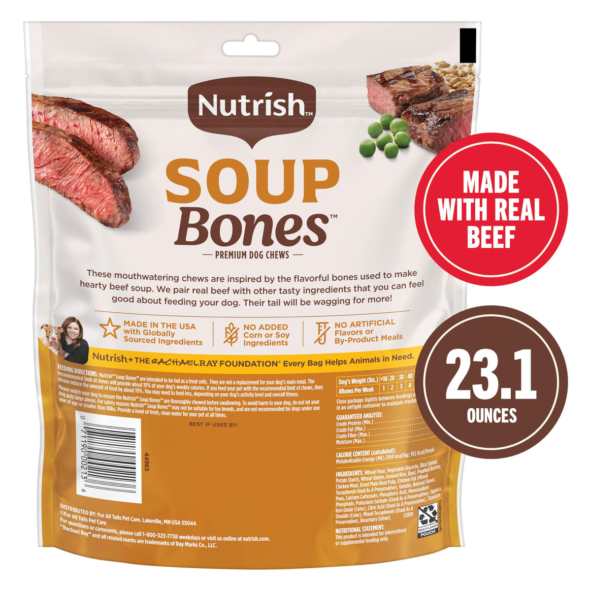 Nutrish Soup Bones Dog Chews, 6.3 oz. Bag, Pack of 8 (Rachael Ray)