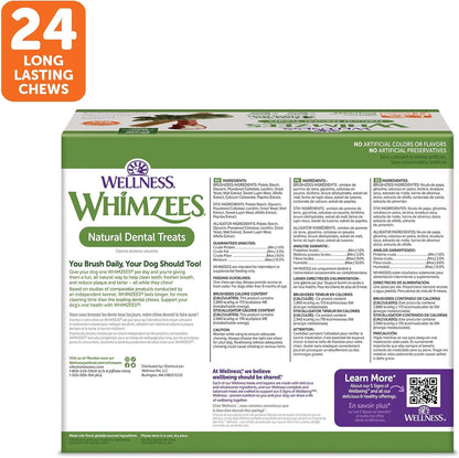Wellness WHIMZEES Value Pack Natural Dog Dental Treat, Chews, Freshens Breath, Large Size, 50.9 oz Box, 24 Count
