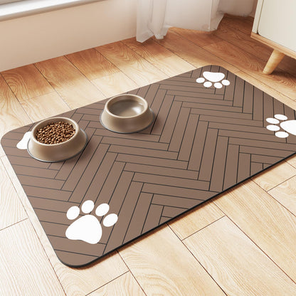 Pet Feeding Mat-Absorbent Pet Placemat for Food and Water Bowl, with Waterproof Rubber Backing, Quick Dry Water Dispenser Mat for Dog and Cat (20"x12", Blue)