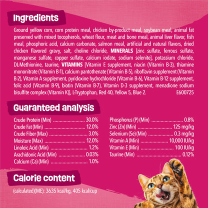 Purina Friskies Gravy Swirlers Dry Cat Food, Chicken & Salmon, 3.15 lb Bag