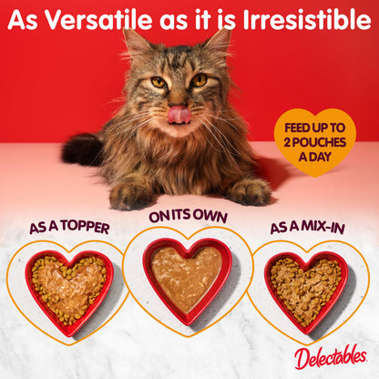 Delectables Lickable Treat Gravy Senior 10+ Variety Wet Cat Treat & Food Topper, Food Topper, Hydrating, Grain-Free, No Fillers, No by-Products, No Added Preservatives, 1.4-oz Pouch, 12 Count