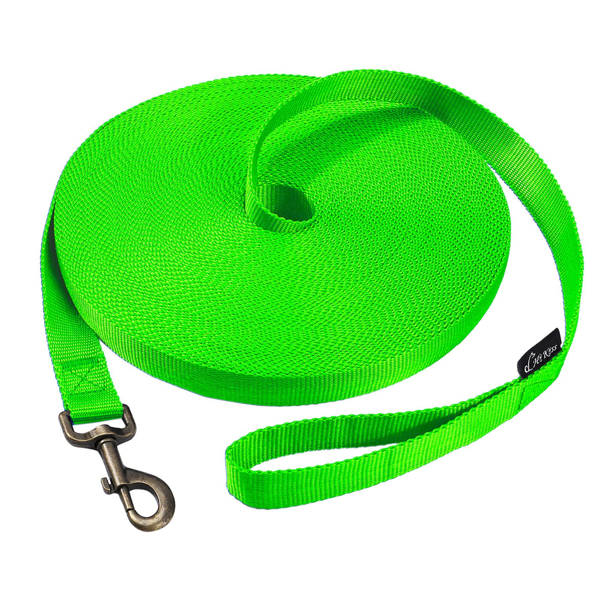 Hi Kiss Dog/Puppy Obedience Recall Training Agility Lead - 15ft 20ft 30ft 50ft 100ft Leash Great for Training, Play, Camping, or Backyard Black