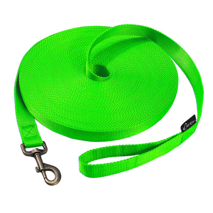 Hi Kiss Dog/Puppy Obedience Recall Training Agility Lead - 15ft 20ft 30ft 50ft 100ft Leash Great for Training, Play, Camping, or Backyard Black
