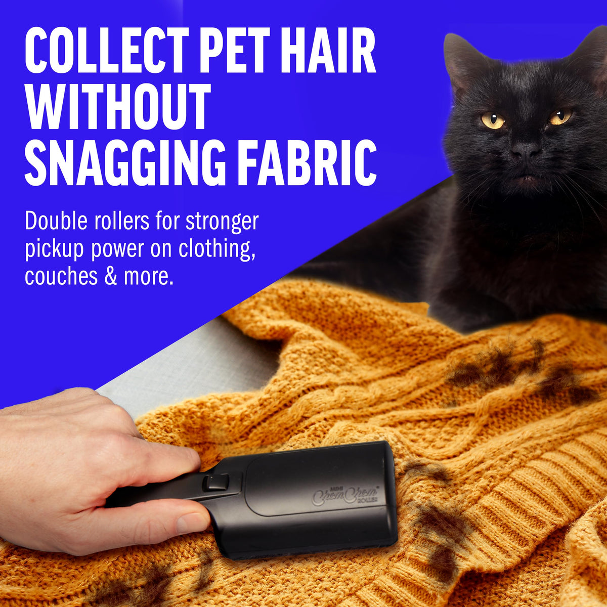 ChomChom Roller Pet Hair Remover – Original Size Reusable Lint Roller for Cat & Dog Hair on Furniture, Couch, Carpet, Car, Rugs & Bedding – Portable, Eco-Friendly (White)