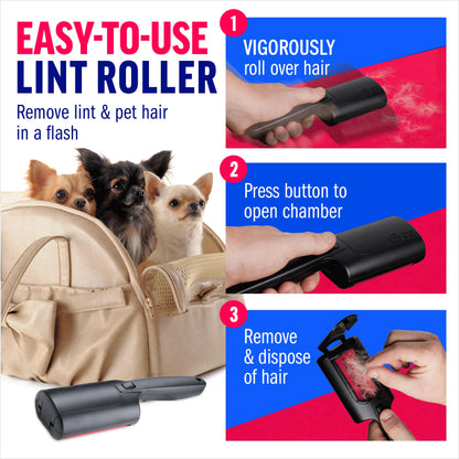 ChomChom Roller Pet Hair Remover – Original Size Reusable Lint Roller for Cat & Dog Hair on Furniture, Couch, Carpet, Car, Rugs & Bedding – Portable, Eco-Friendly (White)